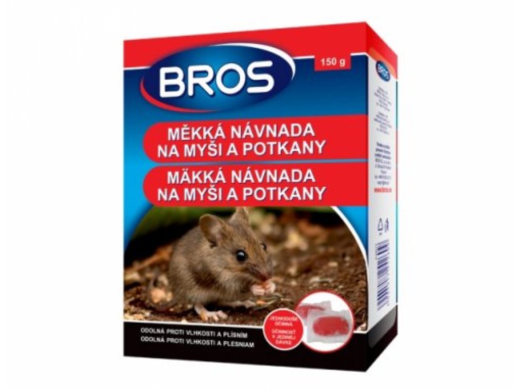 Rodenticíd BROS mäkká návnada na myši a potkany -150g