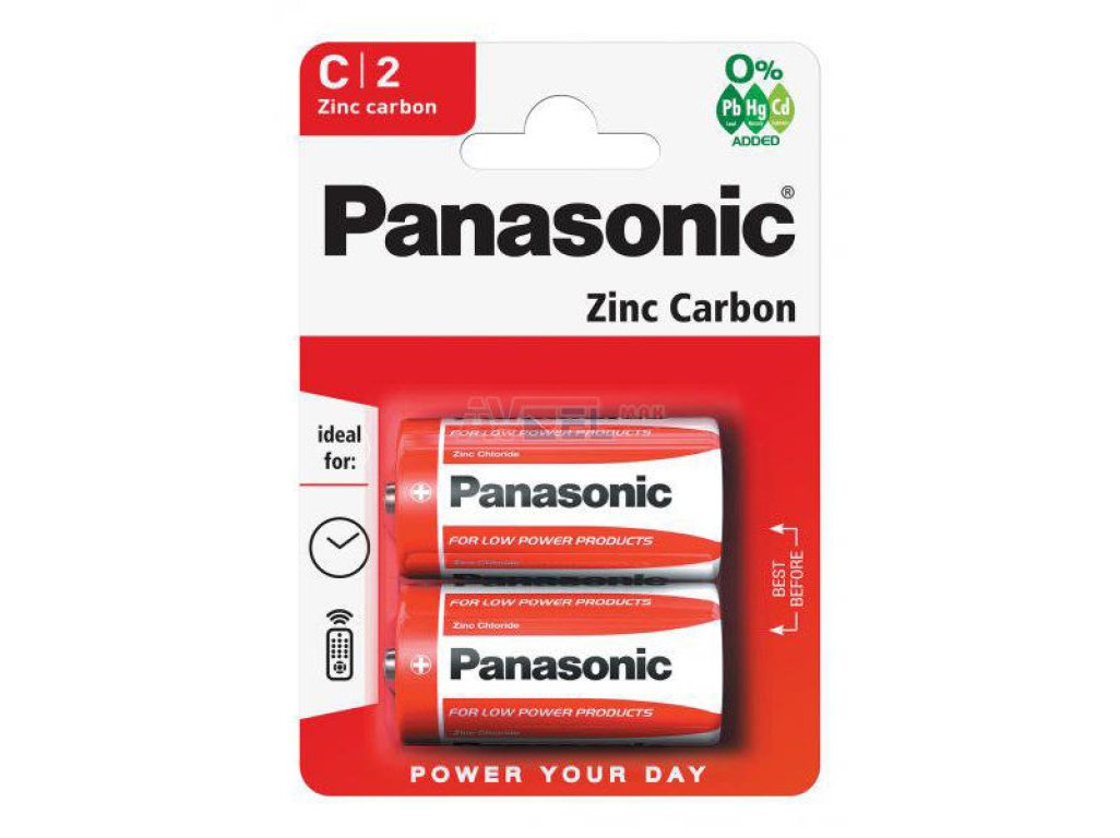 Bat. 1,5V C - ZinkChlorid Panasonic / 2ks, R14RZ/2BP