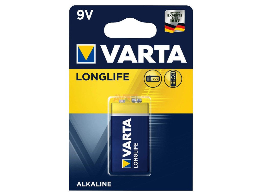 Bat. 9,0V / 6F22 - Alkaline Varta LONGLIFE 6LR61 LongLife