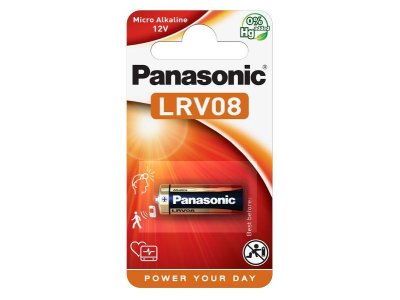 Bat. 12V / 23A Alkaline - Panasonic LRV08L/1BP 28x10mm, 38mAh