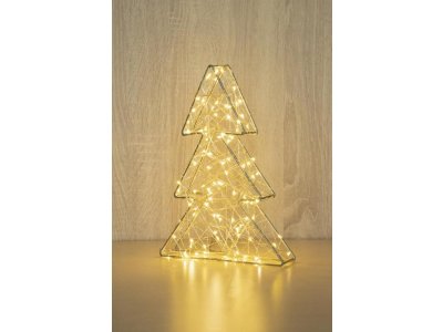 Dekorácia MagicHome Vianoce Metal tree, 60 LED teplá biela, 3xAA, IP20, interiér, 18x30 cm