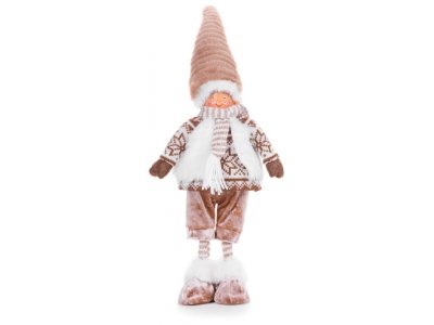 Dekorácia postavička MagicHome Vianoce, Chlapček, látkový, hnedo-biely, 22x12x53 cm