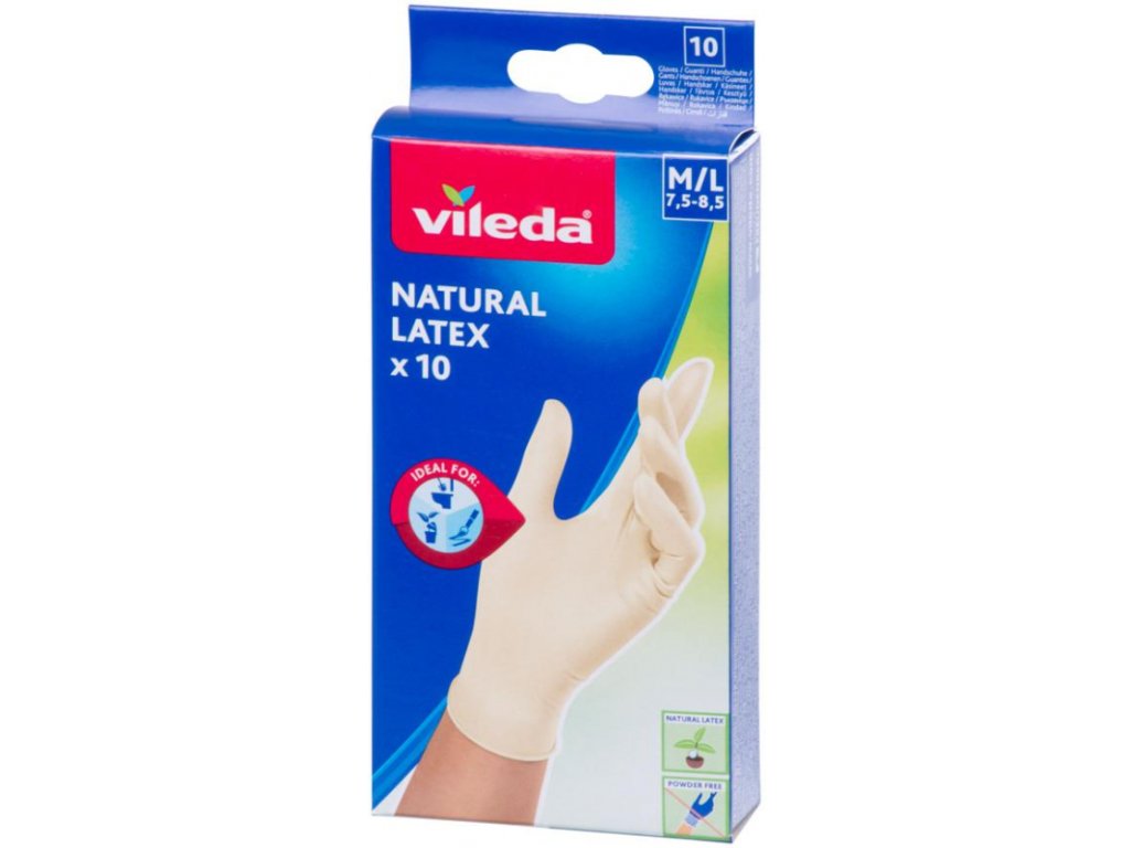 Rukavice Vileda Natural Latex, M/L, bal. 10 ks