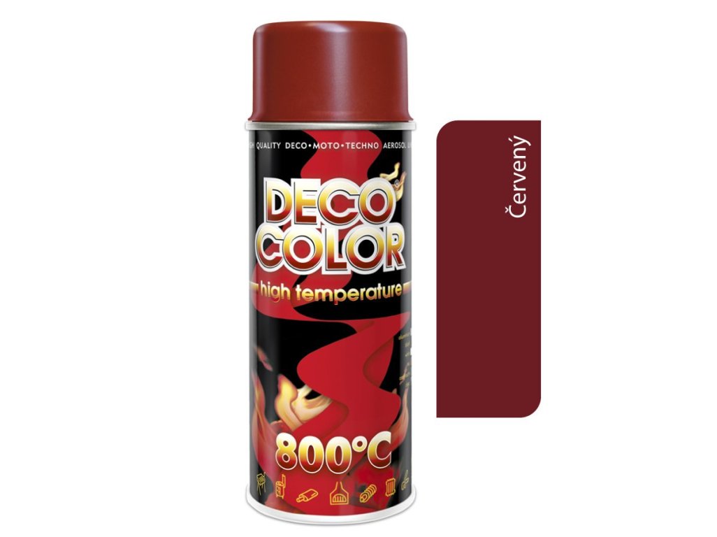 Deco Color High Temperature teploodolný náter až do 650°C červený 400ml