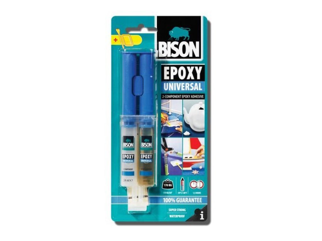 Bison Epoxy Universal vysokopevnostné dvojzložkové epoxidové lepidlo sa spracovateľnosť 90 minút 24 ml