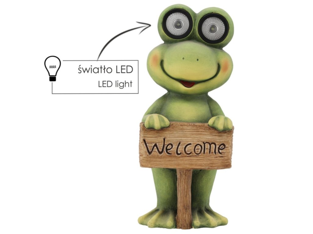 Dekorácia ŽABKA S NÁPISOM "WELCOME" LED 17X15X39,5cm