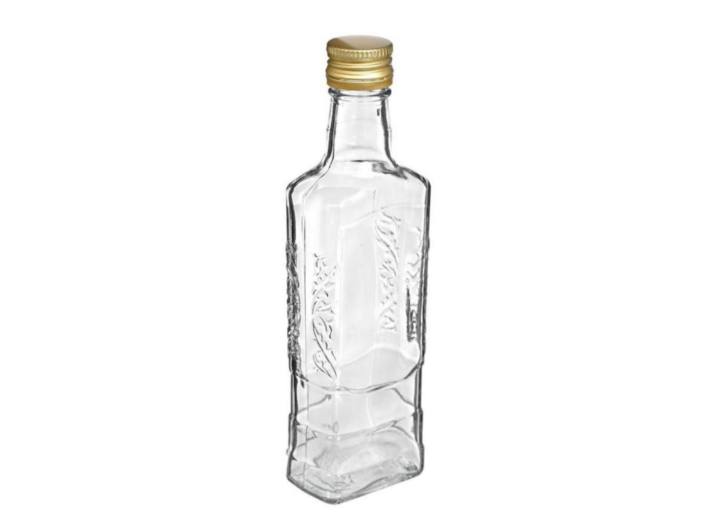 Fľaša na alkohol sklo 250 ml, uzáver, FI28 Moskva