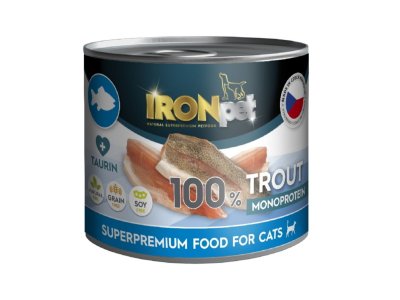 IRONpet Cat Trout (pstruh) 100 % Monoprotein, konzerva 200 g