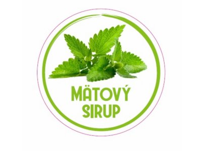 Samolepka na fľašu MÄTOVÝ SIRUP domáci 12 ks etikiet