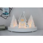 Dekorácia MagicHome Vianoce, Horáreň, 6x LED, MDF, 2xAAA, 25x12x28 cm