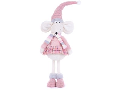 Postavička MagicHome Vianoce, Myš dievčatko, ružová, látková, 19x17x59 cm