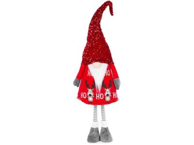Postavička MagicHome Vianoce, Škriatok, látkový, červený, 32x22x130 cm