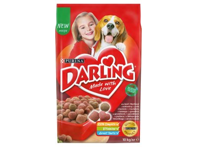 Purina Granule pre psov Darling hovädzie mäso a zelenia, 10 kg