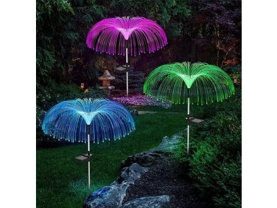 Lampa Strend Pro Garden Meduse, solárna, fiber vlákna, meniaca farbu, 75 cm