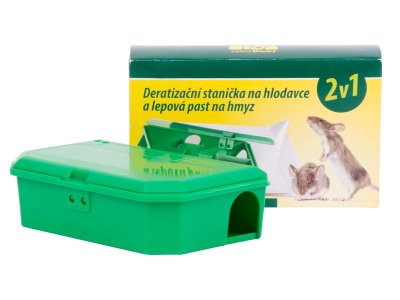 Deratizačná stanička 2v1, stanica pre otravu na hlodavce, lepová pasca na hmyz