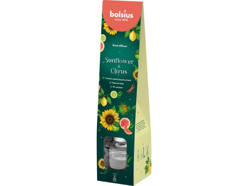 Difuzér Bolsius Floral Fusion Slnečnica a Citrus, vonný, 30 ml