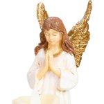 Dekorácia MagicHome, Anjel so sviečkou, LED, polyresin, na hrob, 10,5x14x20 cm