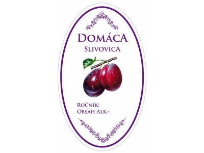 Samolepiace etikiety s názvom SLIVOVICA na fľaše 16KS