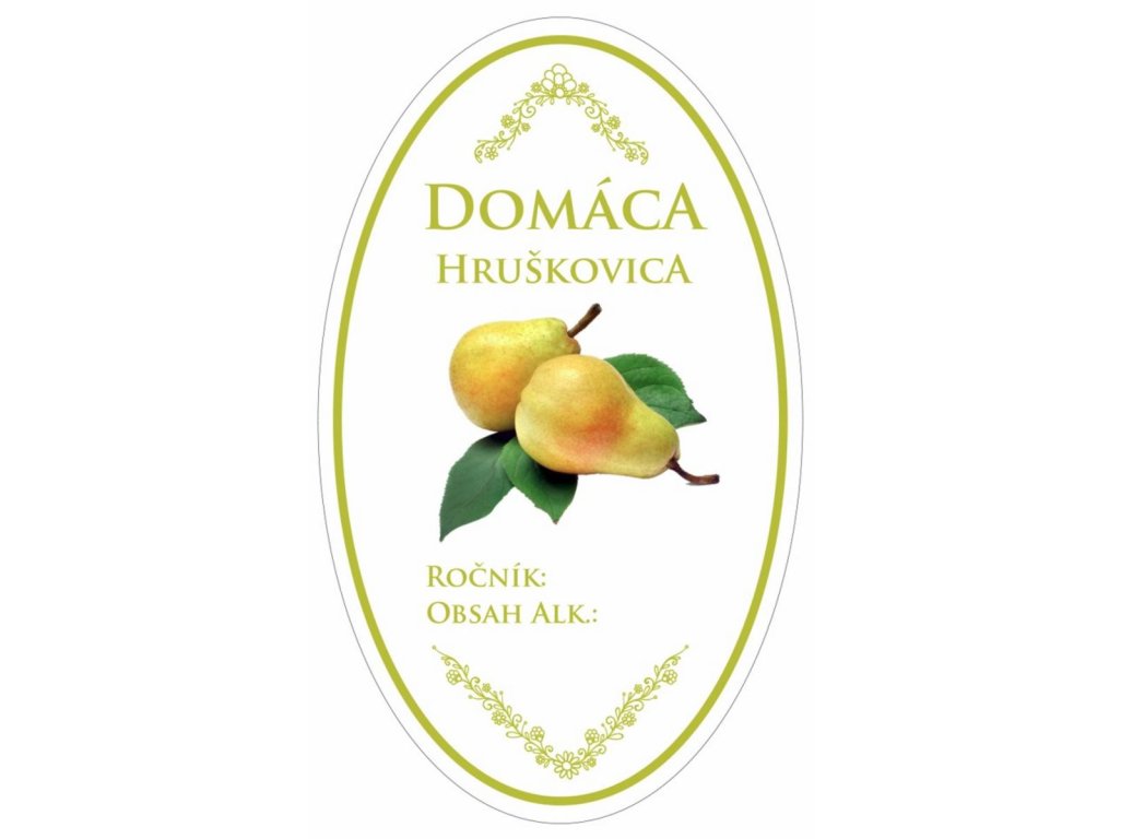 Samolepiace etikiety s názvom Hruškovica na fľaše 16KS