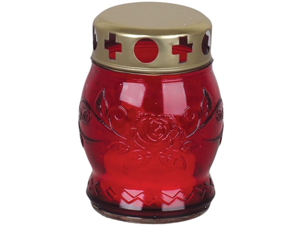 Kahanec Grave, červené sklo, 6-8 h, 25 g, výška 10 cm, na hrob