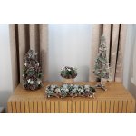 Ikebana MagicHome Vianoce, prírodná, so zelenými guľami, 19x19 cm
