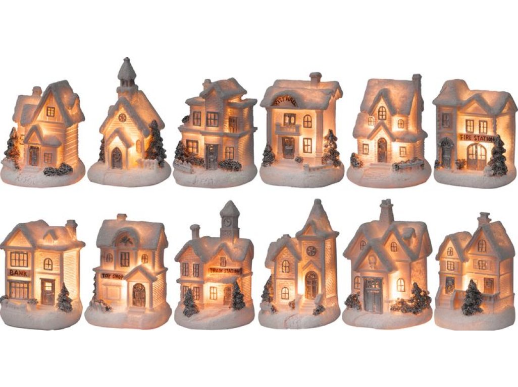 Dekorácia MagicHome Vianoce, Domček, LED, interiér, mix 7x6x10 cm