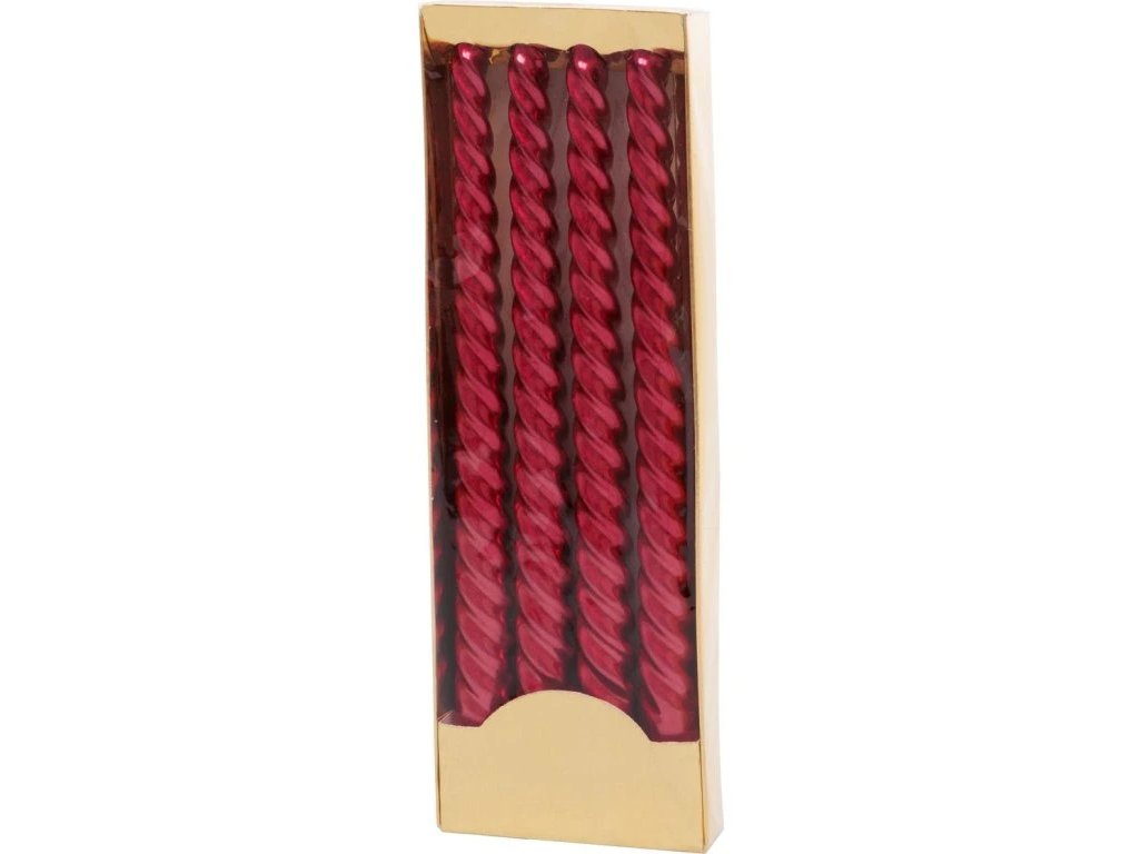 Sviečka MagicHome Vianoce, 25 cm, bal. 4 ks, červená, špirálová, točená