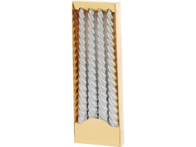 Sviečka MagicHome Vianoce, 25 cm, bal. 4 ks, strieborná, špirálová, točená