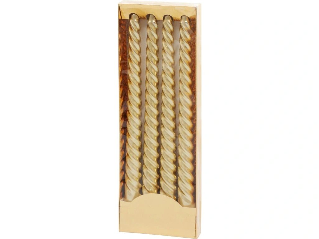 Sviečka MagicHome Vianoce, 25 cm, bal. 4 ks, zlatá, špirálová, točená