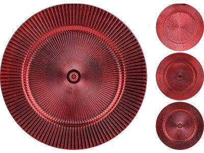 Podnos 33 cm plast červený mix