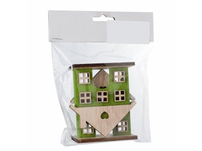 Dekorácia domček 9x4x9,5cm sada 2ks flis zelený