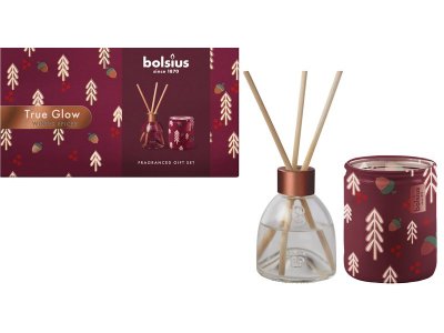 Set Bolsius, Winter Spices, Vianoce, darčekový, sviečka + difúzer, vonný, červený