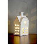 Dekorácia MagicHome, Domček, LED, biely, porcelán, 8,7x7,3x15,3 cm