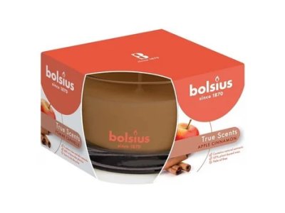 Sviečka Bolsius Jar True Scents 50/80 mm, vonná, škorica/jablko, v skle