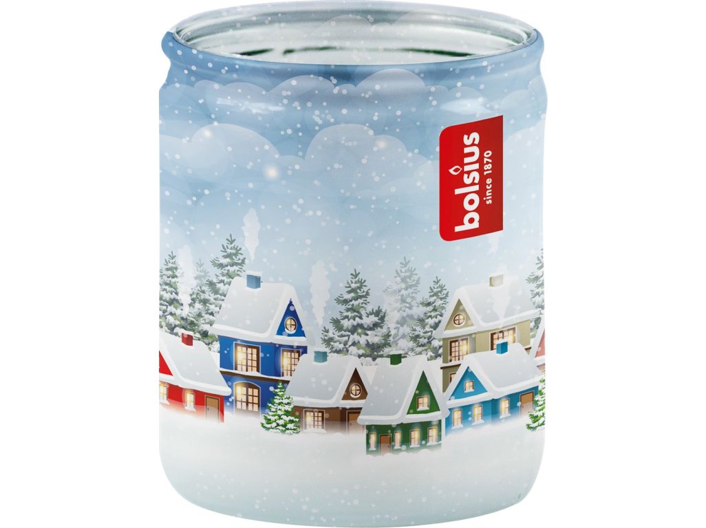 Sviečka Bolsius Glass Candle, Vianoce, biela, Amarena cherry, 82/68 mm