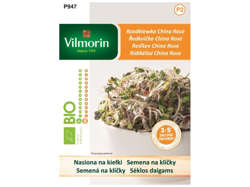 Vilmorin BIO Reďkev na klíčky CHINA ROSE 10g