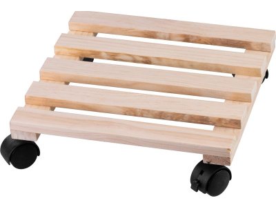 Podstavec Strend Pro, 30x30x7 cm, pod kvetináč, na kolieskach, posuvný, stojan, max. 50 kg, drevo