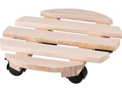 Podstavec Strend Pro, 30x7 cm, pod kvetináč, na kolieskach, posuvný, stojan, max. 50 kg, drevo, okrúhly