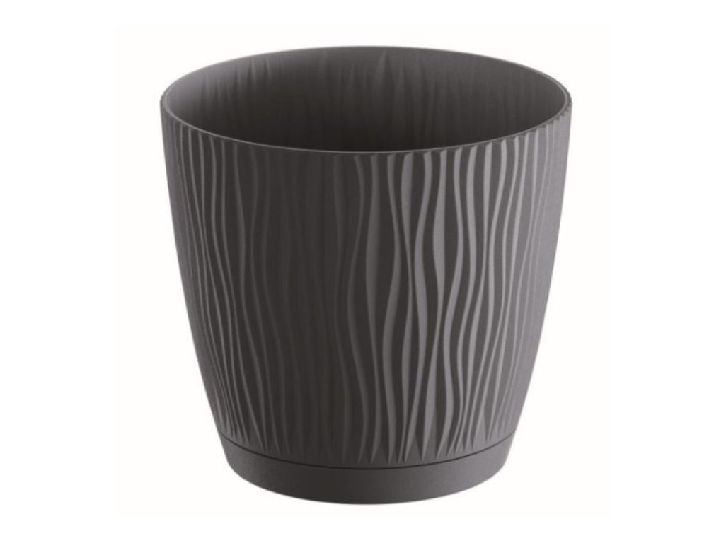 Kvetináč SANDY s podložkou 18,8cm antracit