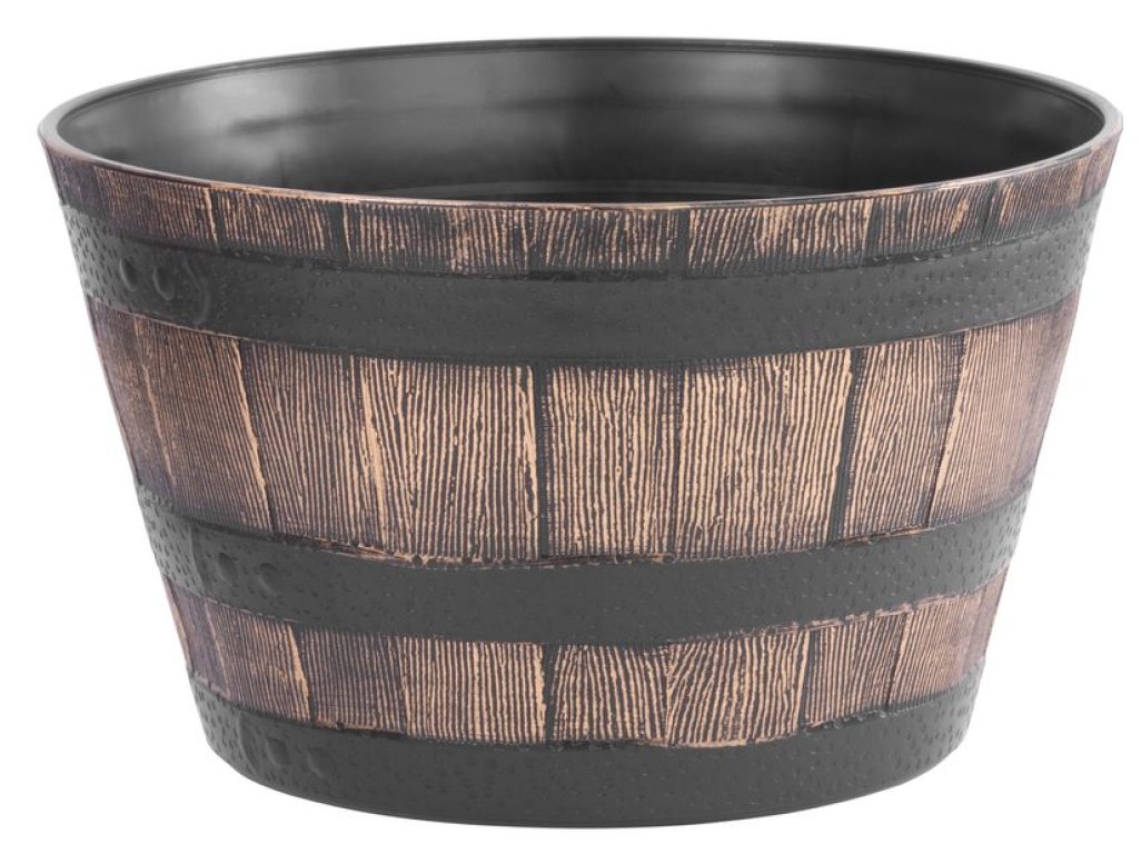 Kvetináč Strend Pro Woodeff, 39x23 cm, zlatý, efekt dreva