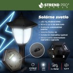 Lampa Strend Pro Garden, reťaz, ohrada, plot do záhrady, 2x solárne svietidlo, 1x LED, 16,5x16,5x71,5 cm