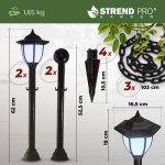 Lampa Strend Pro Garden, reťaz, ohrada, plot do záhrady, 2x solárne svietidlo, 1x LED, 16,5x16,5x71,5 cm
