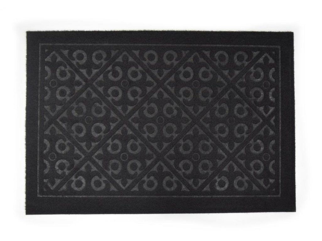 Rohož 40x60 cm guma+textil čierna ORNAMENT bezokrajová