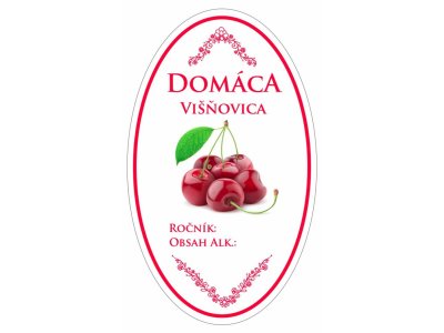Samolepka na fľašu VIŠŇOVICA domáca 16ks etikiet