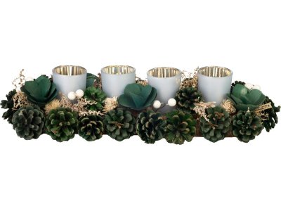 Ikebana MagicHome Vianoce, adventná, zelená, 45x15x9 cm