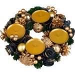 Veniec MagicHome Vianoce, adventný, zeleno-modro-zlatý, 25 cm