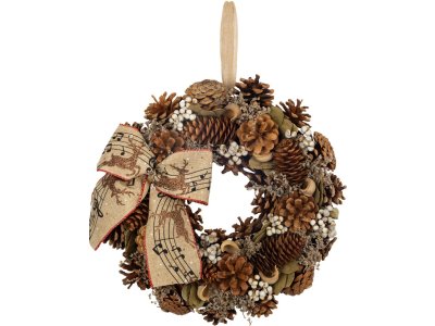 Veniec MagicHome Vianoce, prírodný, závesný, s mašľou, 30 cm