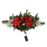 Vianočná čečinová dekorácia LED na stôl 50cm červenozlatá