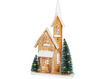 Dekorácia Kostol, 15xLED, 24x9x42 cm, časovač, 2xAA