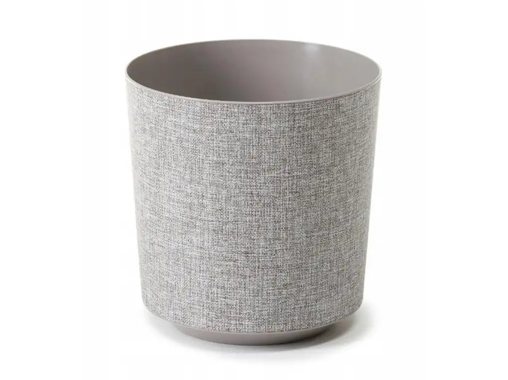 Kvetináč plastový priemer 195 mm, GAMA, textil, taupe sivohnedý, výška 200 mm